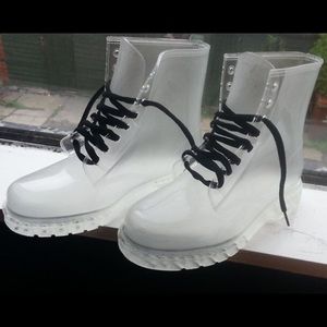 Clear combat boots