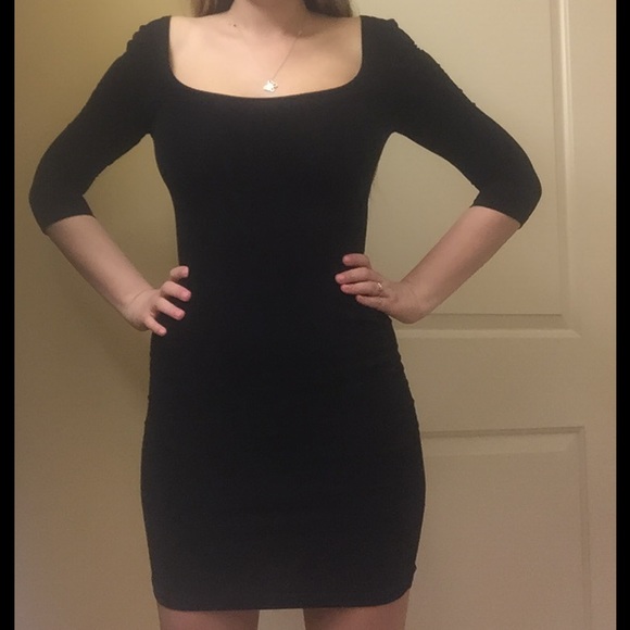 Black 3/4 sleeve mini dress