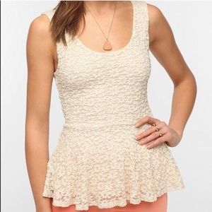 White Lace Peplum Top
