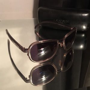 Lanvin Metal & Graphite Plastic Aviator Sunglasses