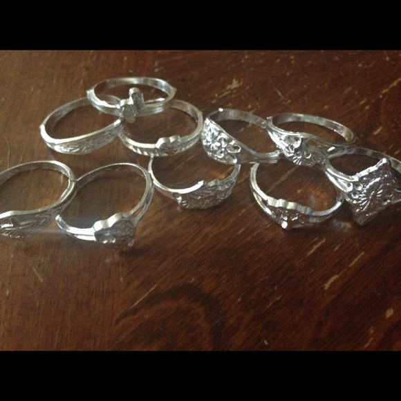 Set of 10 new silver rings - Picture 2 of 4