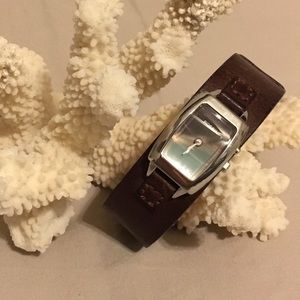Fossil Brown Leather Watch With Silver Face