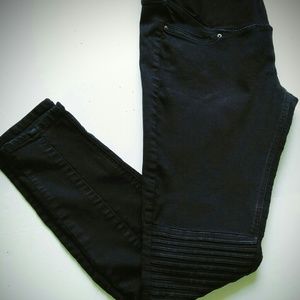 H&M Black maternity biker-moto skinny jeans