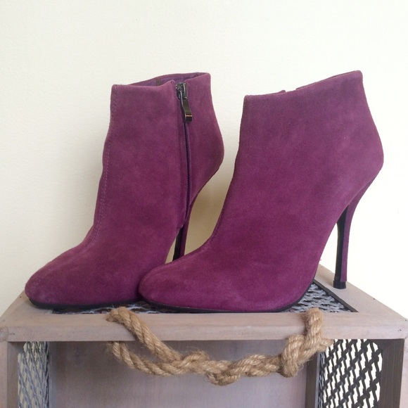 Plum Stiletto Ankle Boots