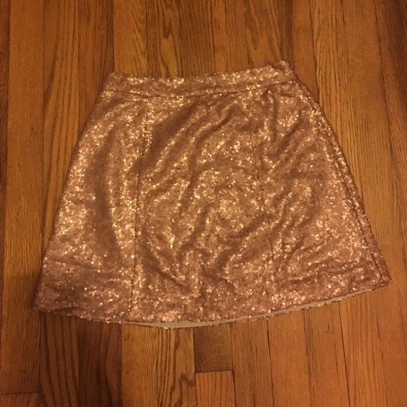 Rose-gold sequined skirt