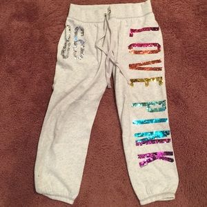 Victoria's Secret PINK rainbow sequin sweat pants!