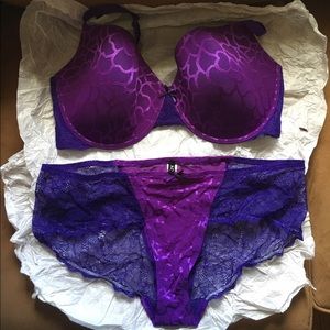 AdoreMe Purple snake skin 42G bra & Panties XXXL.
