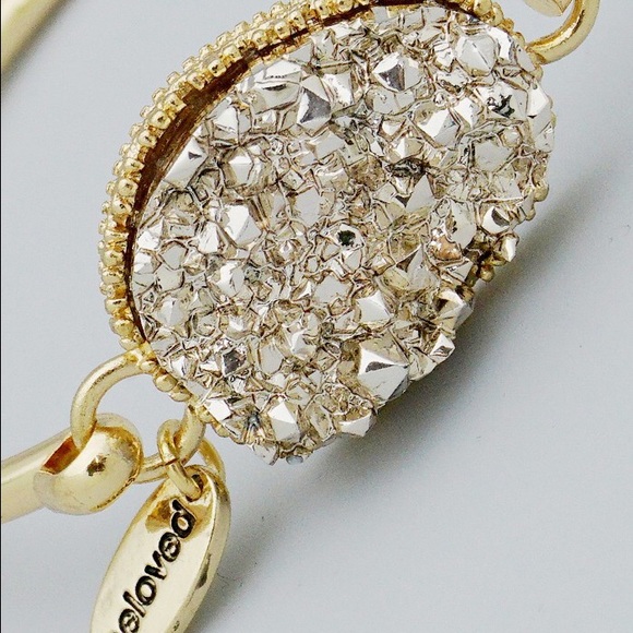 Gold/Rose gold faux Druzy gold bracelet - Picture 2 of 5