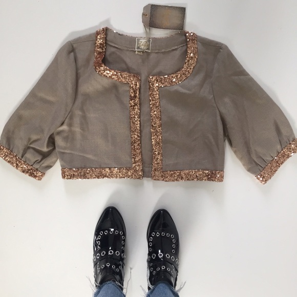 Couture made, Sequin cropped cardigan. NWT