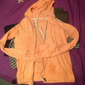 Neon Orange hooded zip up jacket
