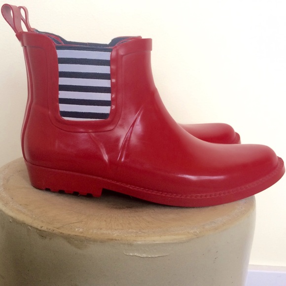 Cherry Red Ankle Rain Bootie