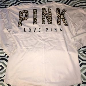VS PINK cheetah varsity crew sweatshirt!💕