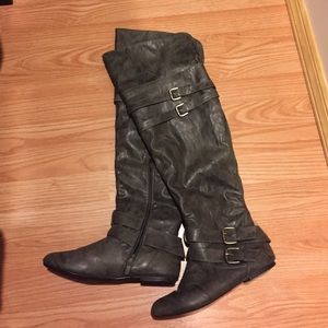 Gray over the knee boots