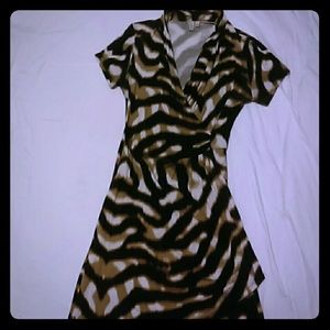 Sexy Tiger Print Faux Wrap Dress