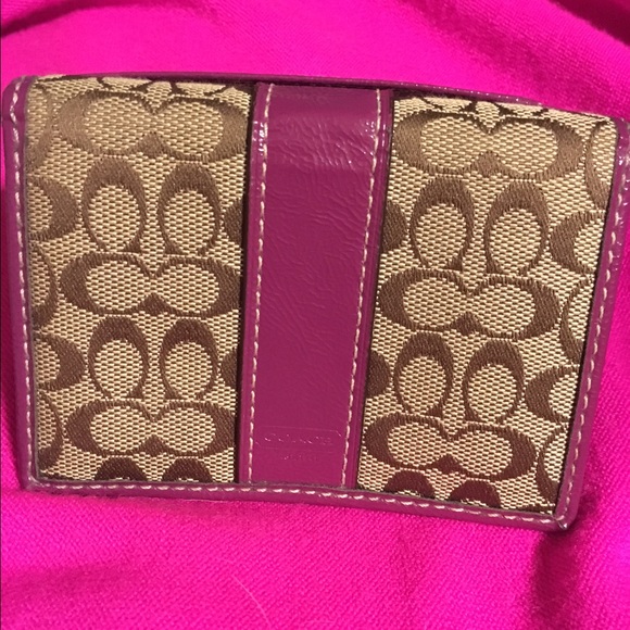 COACH berry and khaki card case!