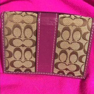 COACH berry and khaki card case!