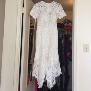 Elyse Walker Halo Hanky Midi Dress in Snow size 4