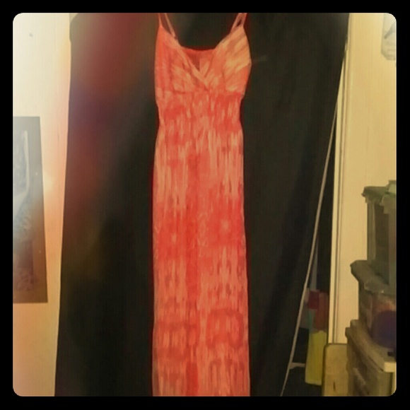 Coral spaghetti strapped summer dress