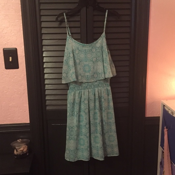 Aqua Floral Print Dress
