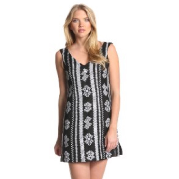 Nanette Lepore Black Dress w White Embriodery