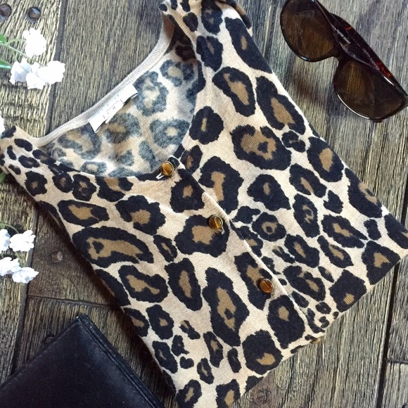 Loft 100% Wool Cheetah Print Lightweight Cardigan