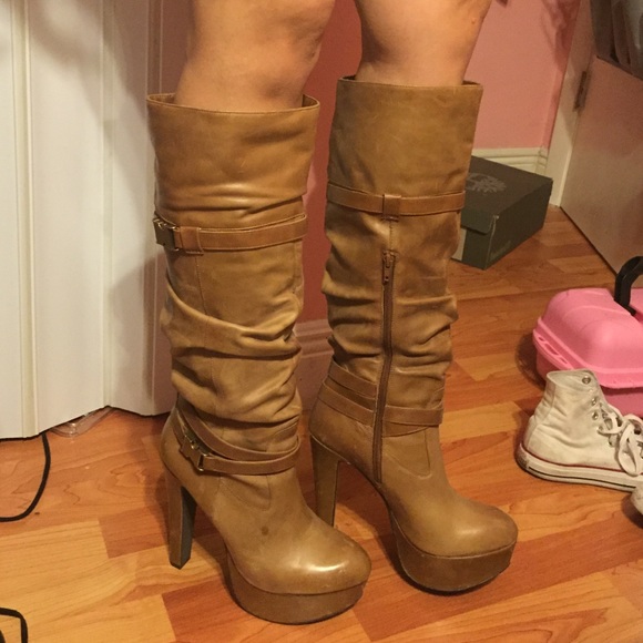 Jessica Simpson KneeHigh Brown Heeled Boots