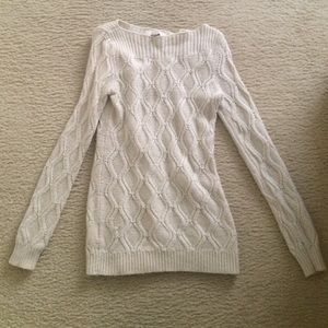 LOFT Cream Cable Scoop Neck Sweater