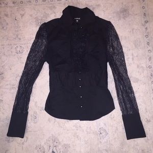 Bebe lace button down