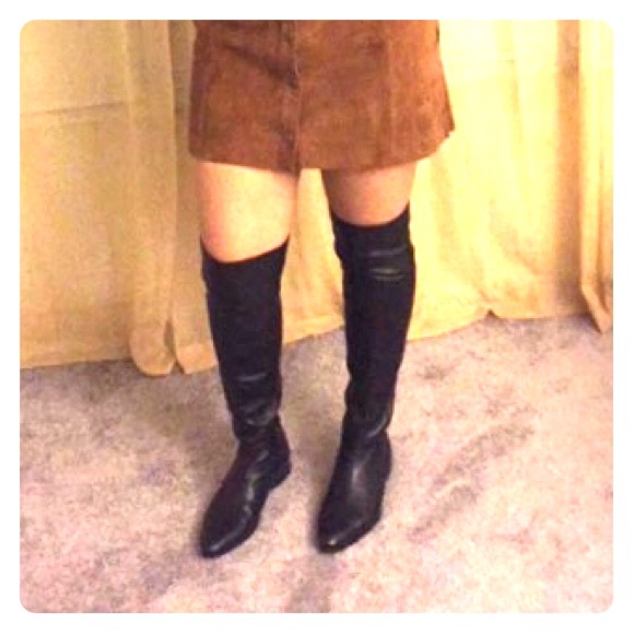 from Free people thigh high black leather boots!