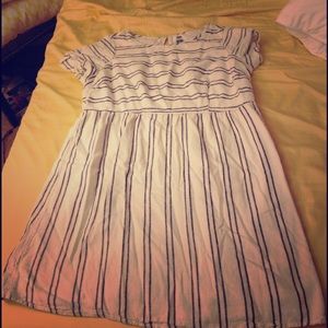 Canvas-cotton blend striped dress.