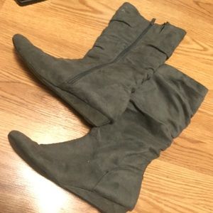 Gray suede boots