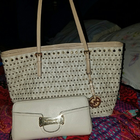 Authentic  vanilla  gold studded tote.