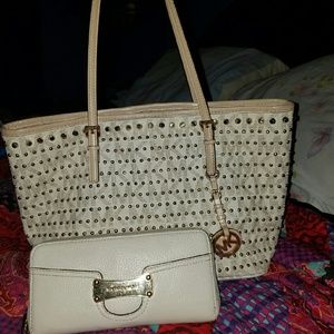 Authentic  vanilla  gold studded tote.