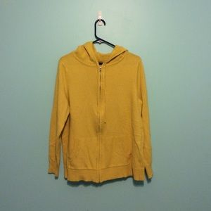 Yellow Knit Zipper Front Hoodie