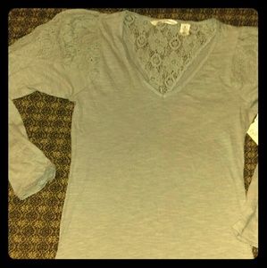 Gray long sleeve lace shirt NWT