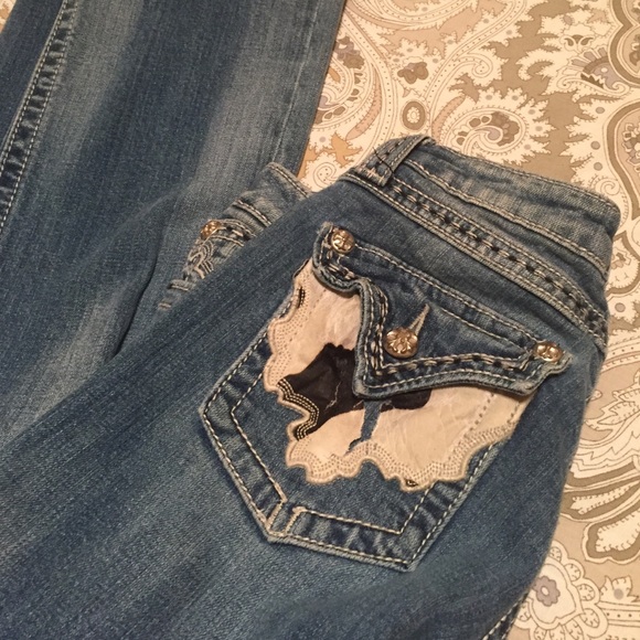 Cow hide miss me jeans