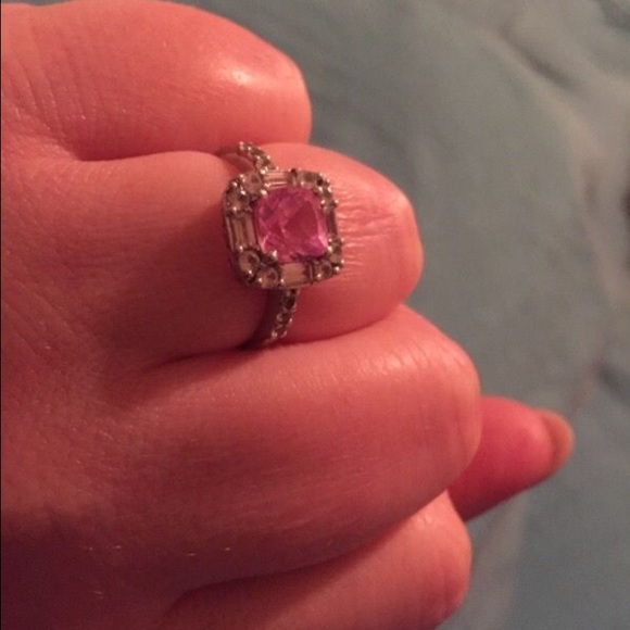 Lab created white and pink sapphire ring