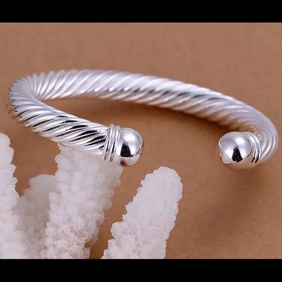 .925 Stamped Twist Cuff Bracelet - Picture 2 of 6