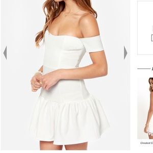 Work Your Magic Off the Shoulder Ivory Dress