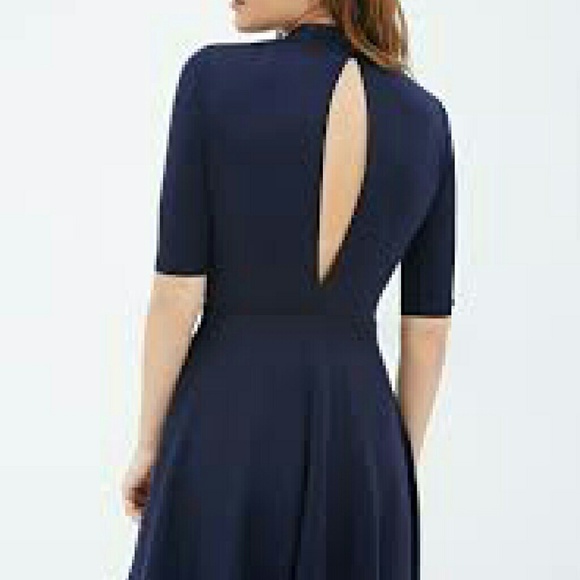 Navy high neck cocktail dress! - Picture 4 of 4