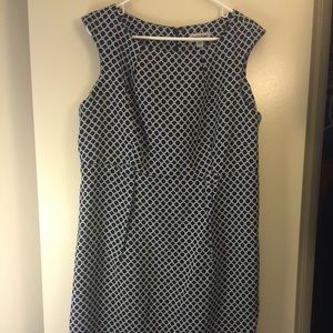 Navy Blue and White Career Dress