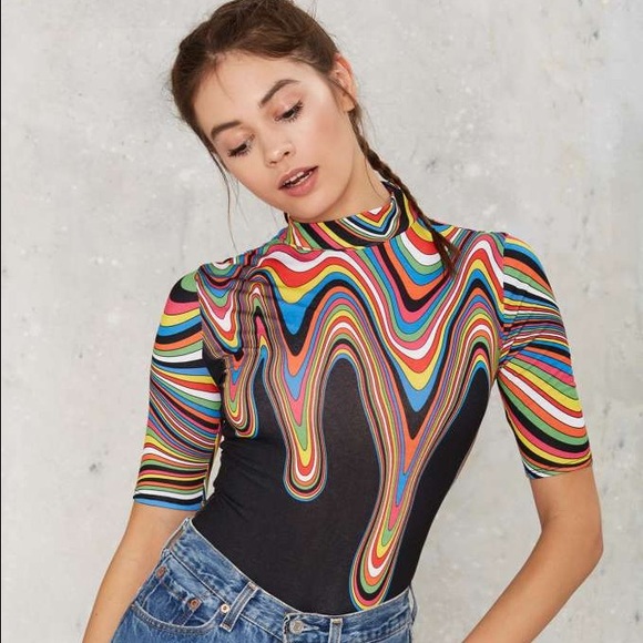 Sold Out Wild Drip Mock Neck Bodysuit