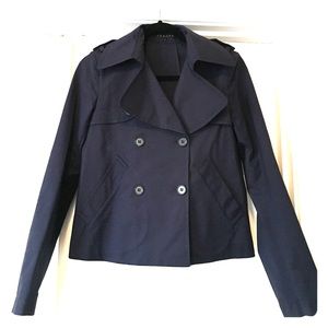 Theory stretch cotton swing peacoat navy small