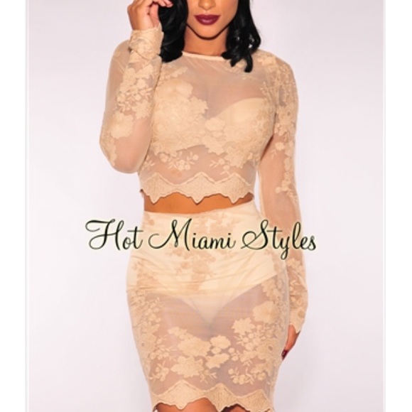 Nude Sheer Two Piece Dress