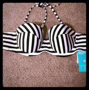36B black &white striped balconette bikini top!