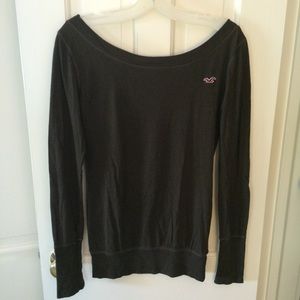 Hollister wide neck long sleeve brown tunic