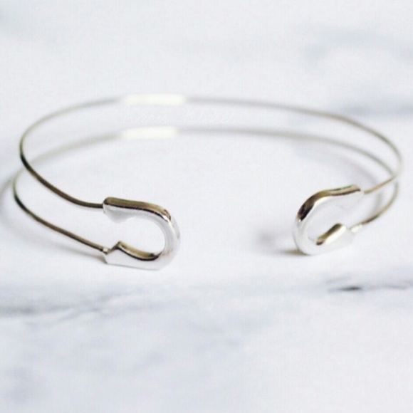 Jewelry | Gold delicate safety pin bracelet cuff - Picture 2 of 3