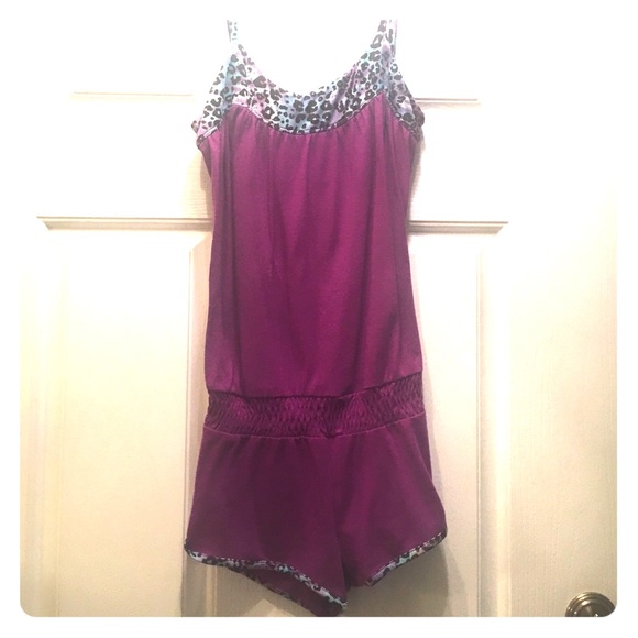 Baby Phat Purple Romper w/ Leopard Print Trim
