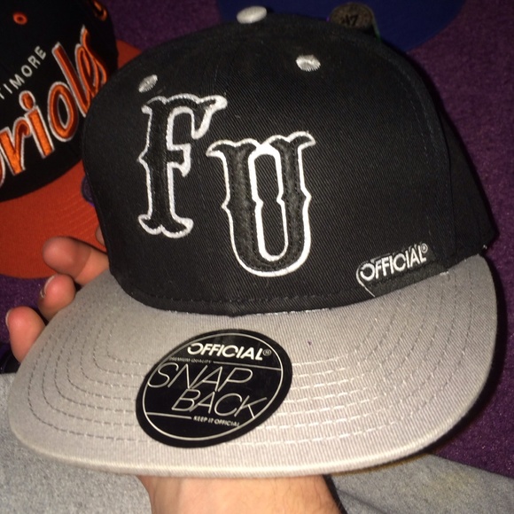 A black and gray SnapBack FU official