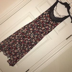 Floral Multicolor Lace Up Back Dress